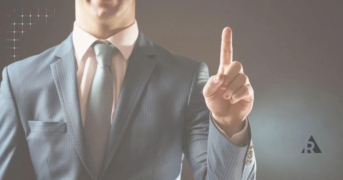 business man holding up one finger