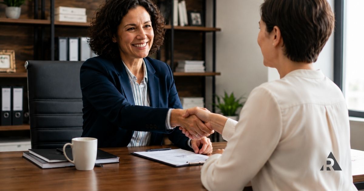coach getting hired shaking hands