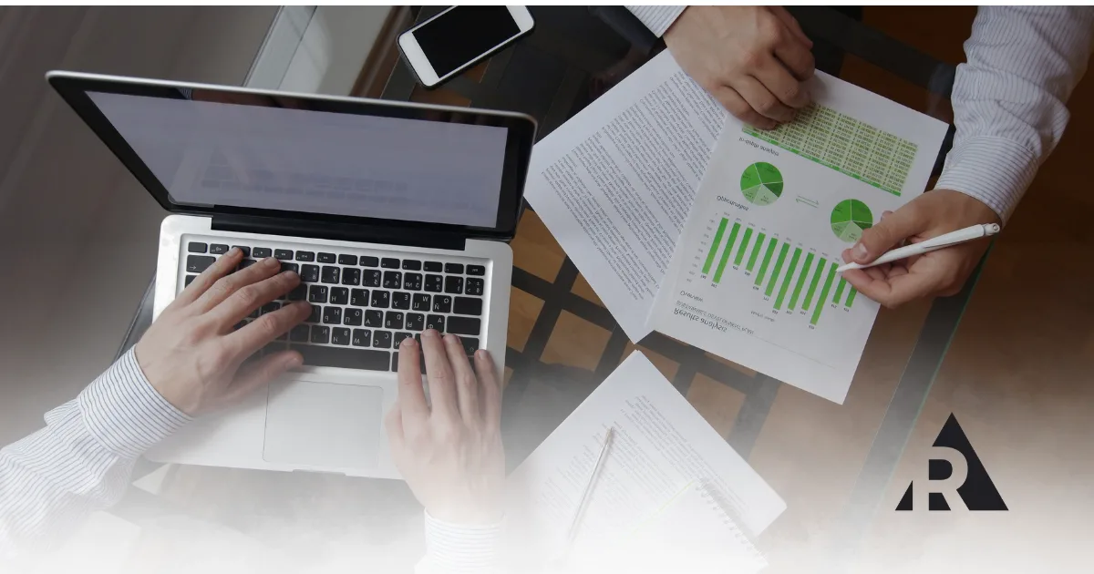 Workplace collaboration around performance data, representing generalist and specialist perspectives.