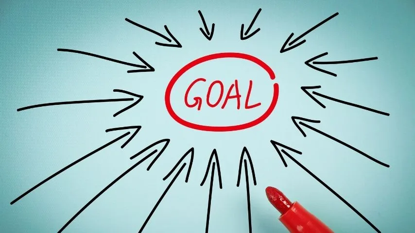 goal circled with arrows pointing to it