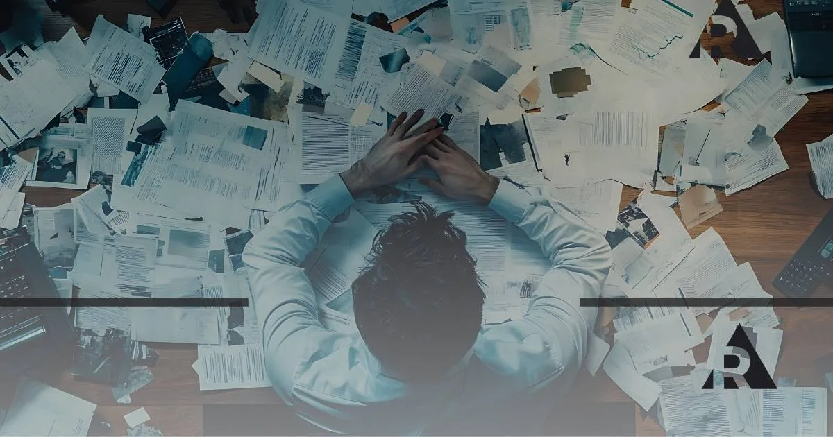 Stressed Man Overwhelmed by work