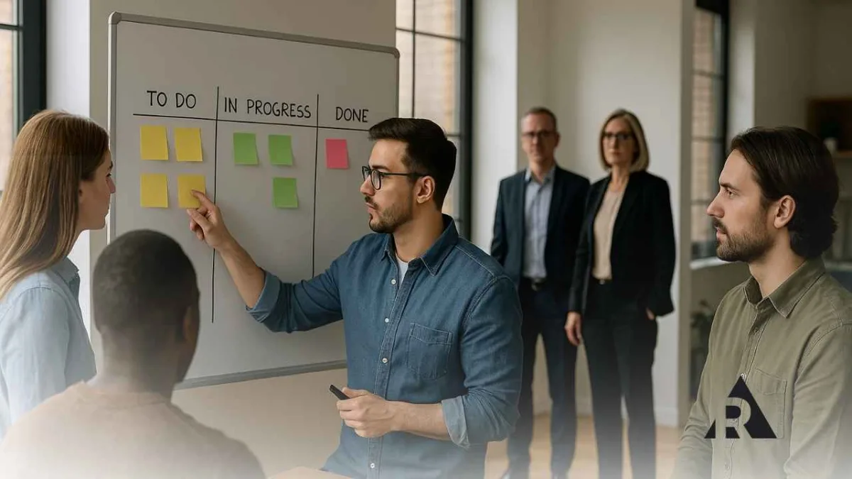 Team working with leaders in the background disengaged