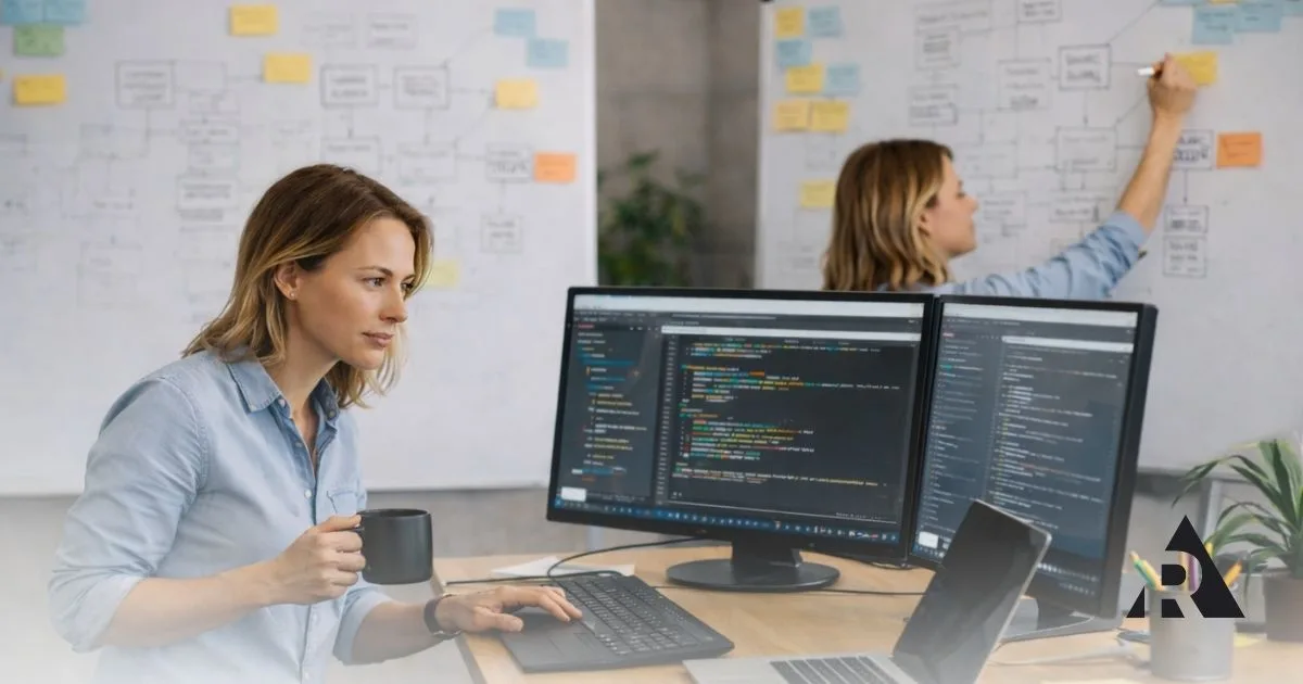 A women working as a Scrum Master and Developer