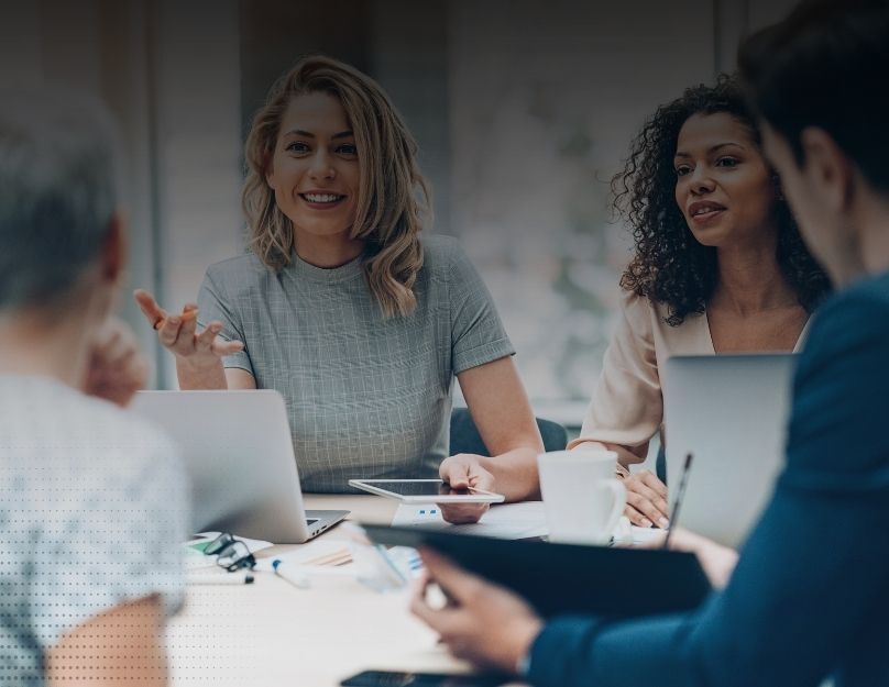 Female manager discussing business