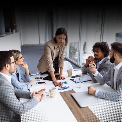 Team reviewing business processes during current state analysis