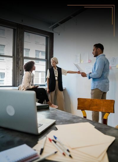 Business team identifying opportunities as part of an AI strategy for business