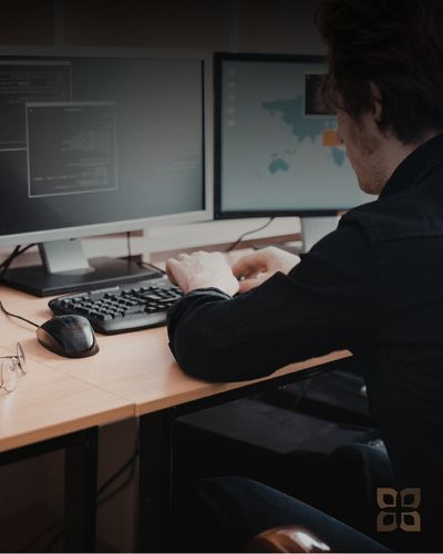 Business professional reviewing guardrails for AI governance for business